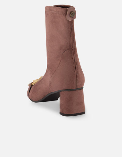 Botín textil ante color rosa para mujer