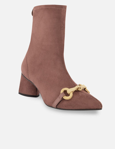 Botín textil ante color rosa para mujer