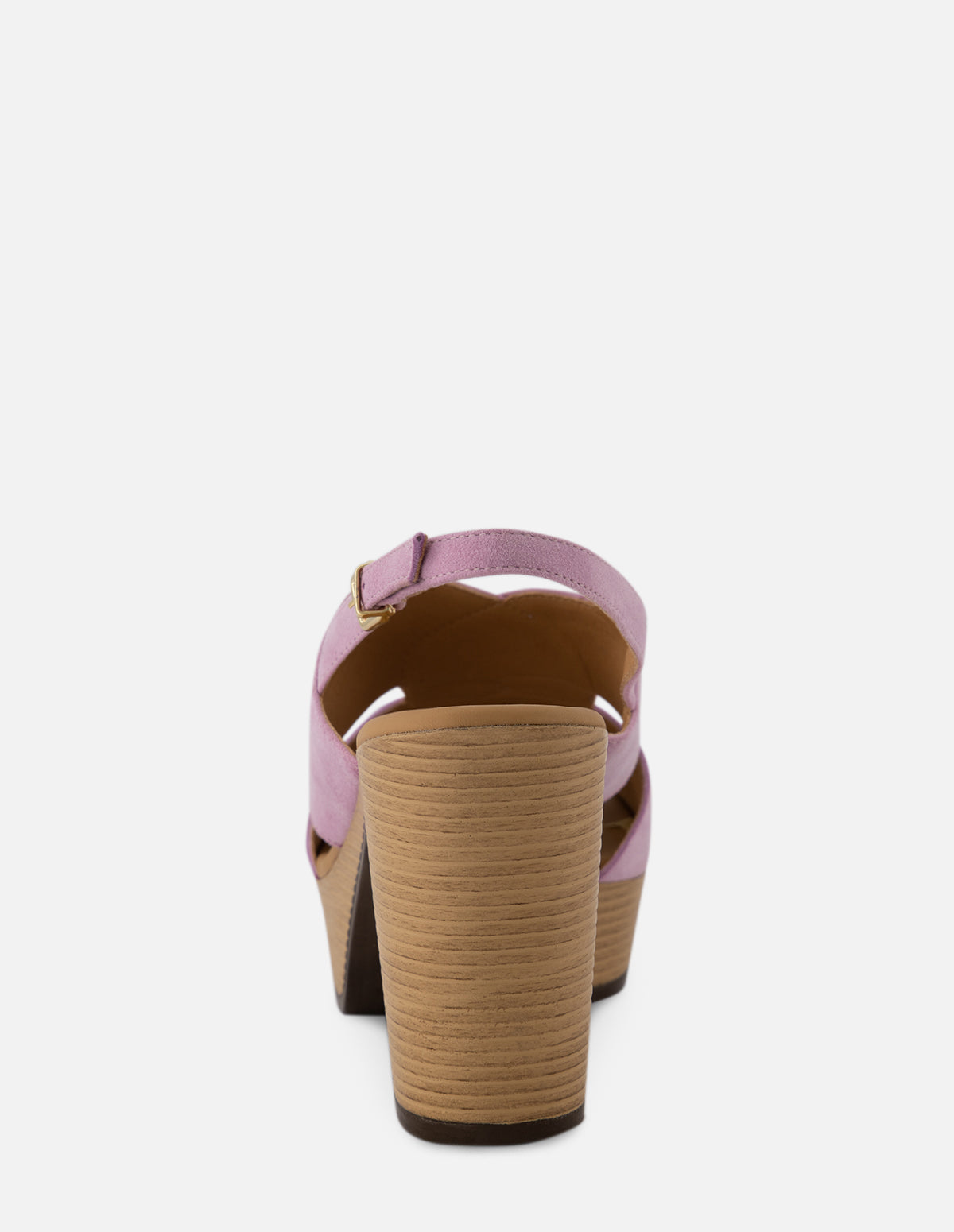 Sandalia de tacón alto en ante color morado para mujer