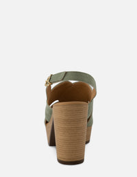 Sandalia de tacón alto en ante color verde para mujer