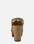 Sandalia de tacón alto en ante color verde para mujer