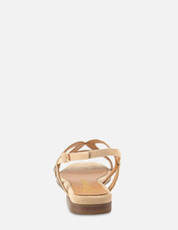 Sandalia de piso con pedrería en color beige para mujer