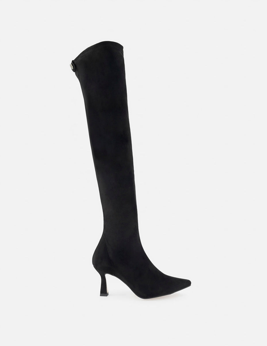 Bota alta de lycra para mujer color negro