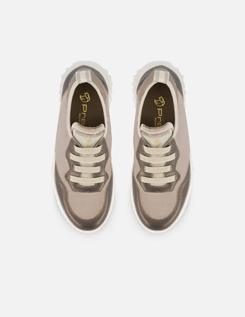 Zapato deportivo en terciopelo para mujer color beige