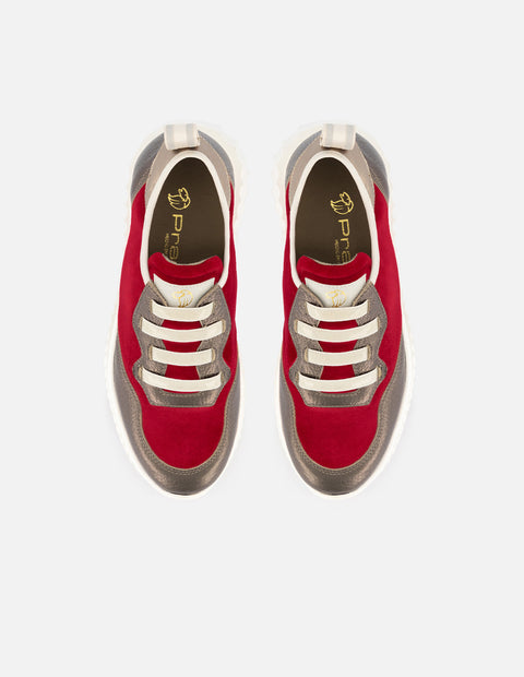 Zapato deportivo en terciopelo para mujer color rojo