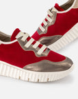 Zapato deportivo en terciopelo para mujer color rojo