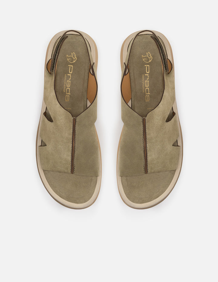 Sandalia de ante para mujer color caqui con pulsera