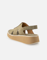 Sandalia de ante para mujer color caqui con pulsera