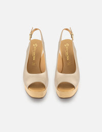 Sandalias de piel para mujer color bronce con detalles dorados