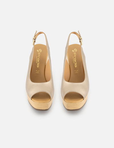 Sandalias de piel para mujer color bronce con detalles dorados