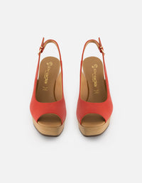 Sandalias de piel para mujer color rojo con detalles dorados