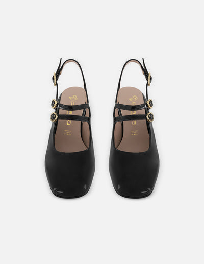 Mercedes de charol para mujer color negro con pulseras
