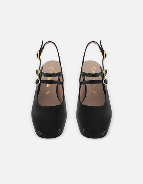 Mercedes de charol para mujer color negro con pulseras