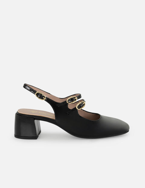 Mercedes de charol para mujer color negro con pulseras