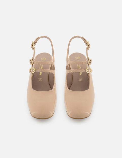 Mercedes de charol para mujer color nude con pulseras