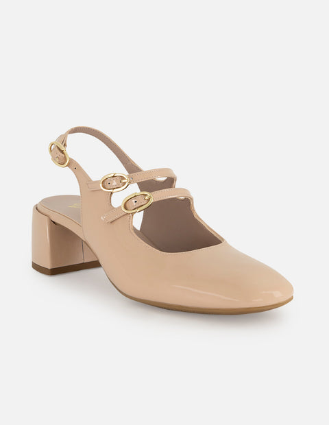 Mercedes de charol para mujer color nude con pulseras