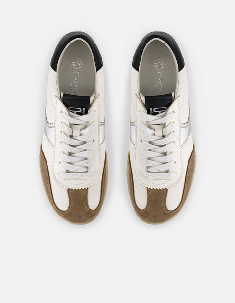 Tenis multicolor de ante para mujer con piel metalizada