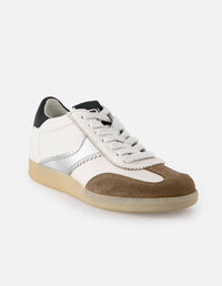 Tenis multicolor de ante para mujer con piel metalizada