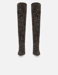 Bota animal print de lycra de mujer tacón 8 cm