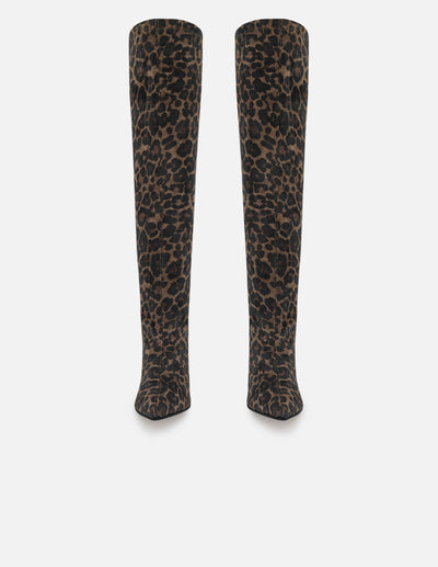 Bota animal print de lycra de mujer tacón 8 cm