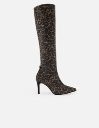 Bota animal print de lycra de mujer tacón 8 cm