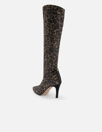 Bota animal print de lycra de mujer tacón 8 cm
