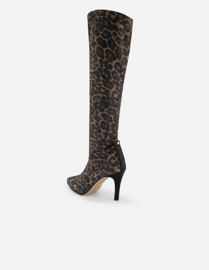 Bota animal print de lycra de mujer tacón 8 cm