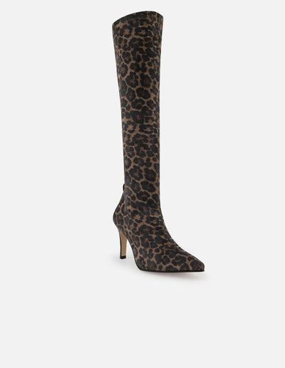 Bota animal print de lycra de mujer tacón 8 cm