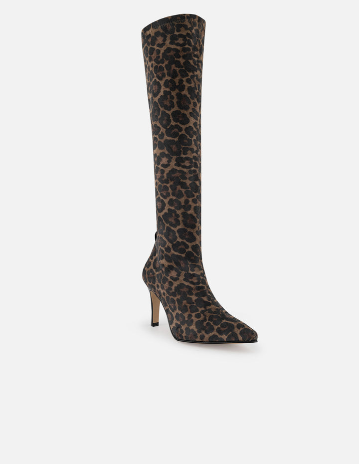 Bota animal print de lycra de mujer tacón 8 cm