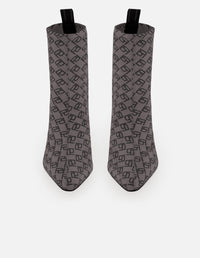 Botines gris lycra de mujer estampado Pd y botón león