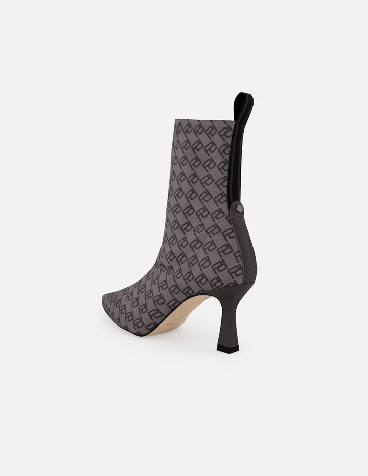 Botines gris lycra de mujer estampado Pd y botón león