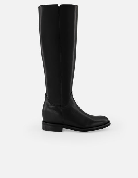 Botas negras piel de mujer con plantilla Pd y detalles color dorado