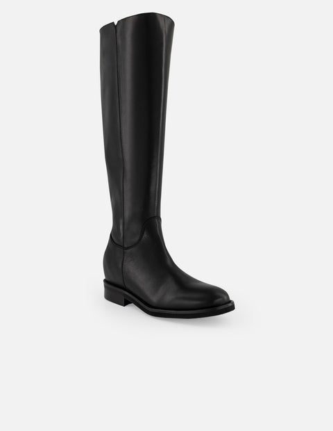 Botas negras piel de mujer con plantilla Pd y detalles color dorado
