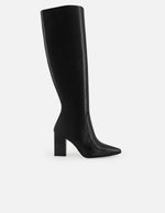 Botas negras piel de mujer con elástico logo Pd color dorado