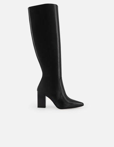 Botas negras piel de mujer con elástico logo Pd color dorado
