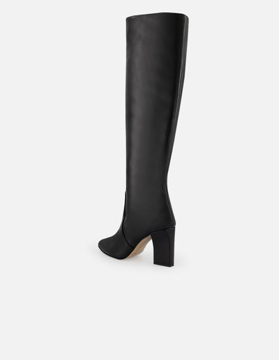 Botas negras piel de mujer con elástico logo Pd color dorado
