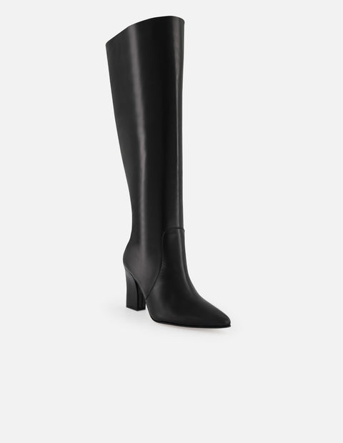 Botas negras piel de mujer con elástico logo Pd color dorado