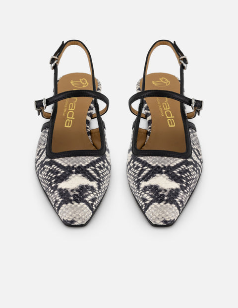 Mercedes blanca piel grabada tipo serpiente para mujer