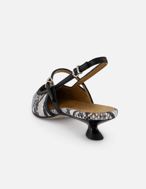 Mercedes blanca piel grabada tipo serpiente para mujer