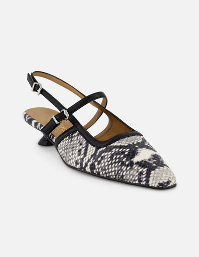 Mercedes blanca piel grabada tipo serpiente para mujer