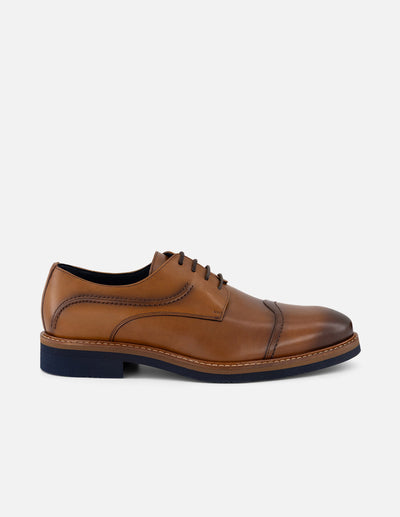 Zapato Blucher cuero piel para hombre con detalle lateral