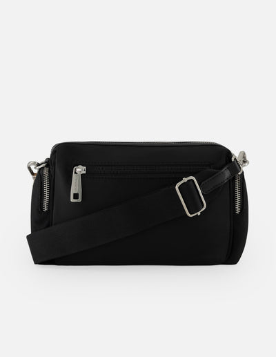 Bandolera negro nylon para mujer con 5 compartimentos