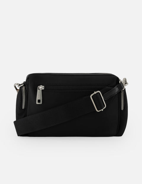 Bandolera negro nylon para mujer con 5 compartimentos