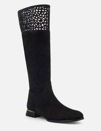 Bota color negro ante con acabado aterciopelado para mujer