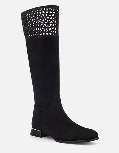 Bota color negro ante con acabado aterciopelado para mujer