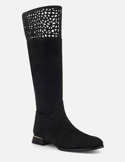 Bota color negro ante con acabado aterciopelado para mujer