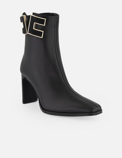 Botines negro piel para mujer con herrajes en pelo