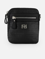 Bandolera negra nylon para hombre con acabado acolchado