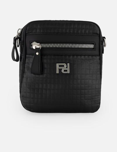 Bandolera negra nylon para hombre con acabado acolchado