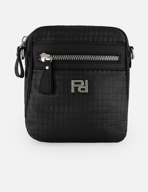 Bandolera negra nylon para hombre con acabado acolchado